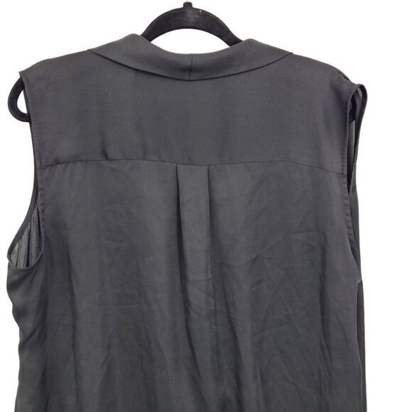 Eloquii Wrap Blouse 18W Black Sleeveless Draped Lightweight Satin Day To Night - Picture 8 of 14